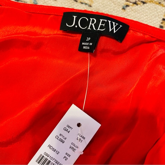 NWT J. Crew Smocked-trim Midi Dress Crepe de Chine Vintage Red - Picture 10 of 14